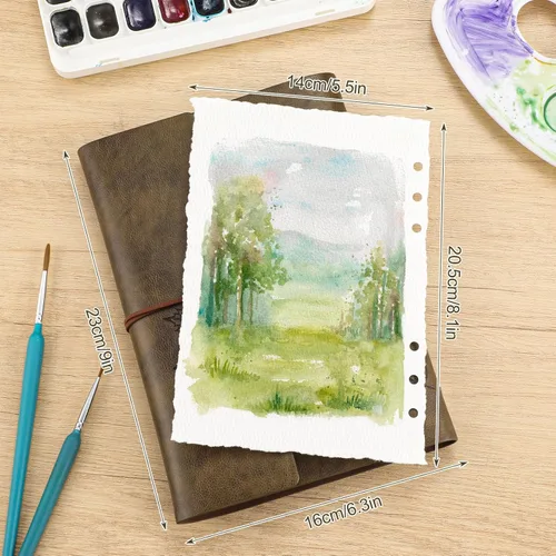 Miniatura 2 de Cuaderno de bocetos de acuarela vintage, 140 lb/300 GSM, papel de acuarela de prensa en frío, papel de acuarela para pintura, dibujo, medios mixtos