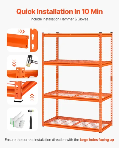 Miniatura 7 de VEVOR Estantes de almacenamiento, 2400 libras, estantería de garaje resistente de 4 niveles, 20 pulgadas de profundidad x 40 pulgadas de ancho x 60