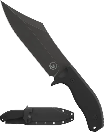 Cuchillo Bowie de hoja fija Caiman XXL de Off-Grid Knives con acero Cryo D2, empuñaduras G10, vaina de Kydex, para acampada, bushcraft, caza,