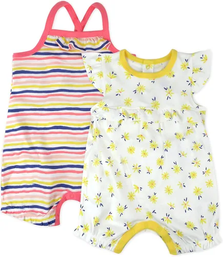HonestBaby Multipack Short Romper Sets and Dresses 100% Organic Cotton for Infant Baby, Toddler Boys, Girls, Unisex (LEGACY)