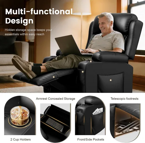 Miniatura 3 de Juego de sofá reclinable, reclinables pegados a la pared para RV con loveseat reclinable y silla individual, juego de sofá reclinable para cine