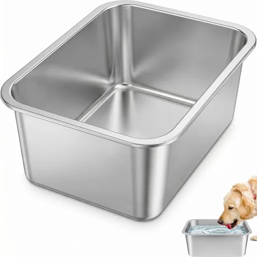 Miniatura 8 de Bwogue Cuencos de agua extra grandes para perros, 1.25 galones, acero inoxidable, alta capacidad para perros grandes y grandes