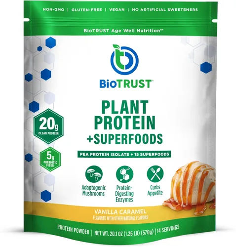 BioTrust Planta baja en carbohidratos, deliciosa, cremosa, 0.71 oz de proteína limpia, completa y a base de plantas, 0.18 onzas de fibra, 15