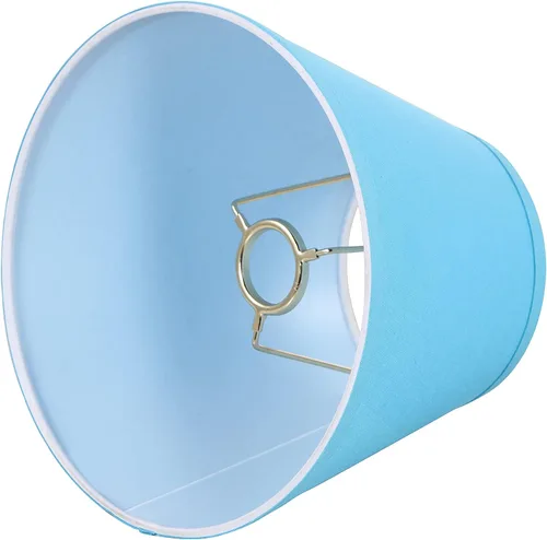 Miniatura 4 de Aspen Creative 58915 Pantalla de lámpara de construcción UNO de forma Imperio con tapa dura de transición en color azul celeste, 9" de ancho