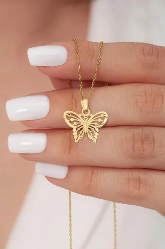 Miniatura 3 de Colgante de mariposa de oro real macizo de 10 quilates dije de animal pequeño casual para uso diario Oro amarillo No es una piedra preciosa