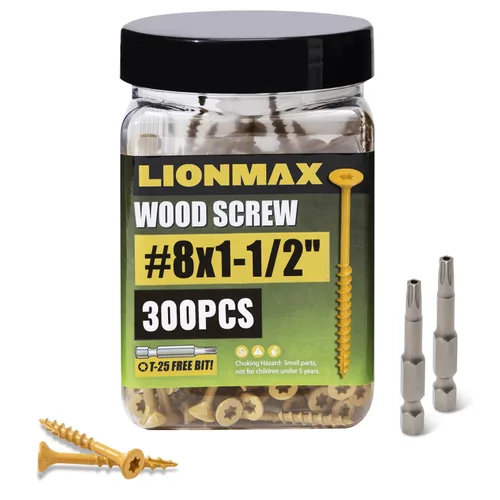 Miniatura 15 de LIONMAX Tornillos para madera de 1 pulgada, tornillos de cubierta #8 x 1, 1000 unidades, resistentes a la corrosión, revestimiento epoxi, tornillo