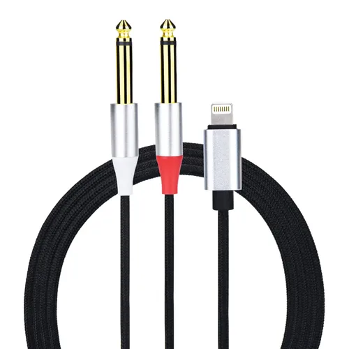 Lightning a Dual 0.250 in mono estéreo Y-cable divisor Lightning a doble 1/4 pulgadas cable de audio compatible con iPhone