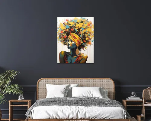 Miniatura 81 de Arte de pared afroamericano, decoración de rey y reina bailarín negro para sala de estar, arte de pareja de amor negro para dormitorio, lienzo