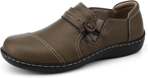 Miniatura 2 de LAZYPOP Mocasines de cuero clásicos y cómodos para mujer, bonitos zapatos de vestir informales, ligeros, para caminar, zapatos planos