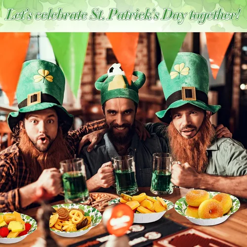Miniatura 6 de Domensi 50 cuencos de papel del día de San Patricio, 50 unidades, 16 onzas, cuencos desechables de trébol verde de la suerte, decoraciones de fiesta