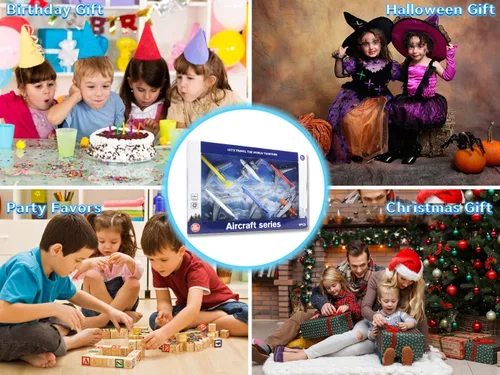 Miniatura 7 de Crelloci Toy Airplane Paquete de 6 Mini Aviones Fundidos a Presión, el Set de Juego Incluye Planeador y Aviones de Aerolíneas para Favores de Fiesta