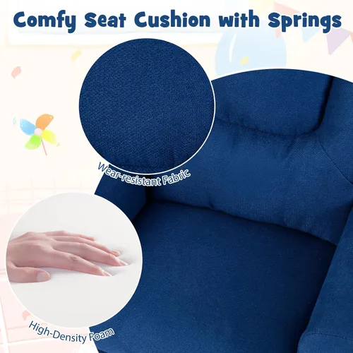 Miniatura 7 de LDAILY Silla reclinable para niños, de piel sintética, con soporte para tazas, respaldo ajustable y reposapiés, sofá ergonómico para niños y niñas a