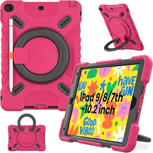 Miniatura 10 de Funda Triple a Prueba de Golpes para iPad de 9ª/8ª/7ª Generación de 10.2 pulgadas 2021/2020/2019, Air 3ª Generación de 10.5 pulgadas, Funda Colorido