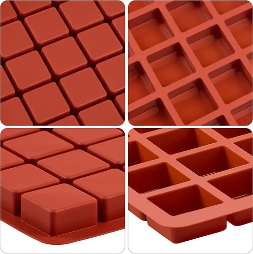 Miniatura 5 de Puyeipt Paquete de 2 moldes cuadrados de silicona para chocolate, moldes de caramelo de 40 cavidades, mini moldes para cubitos de hielo