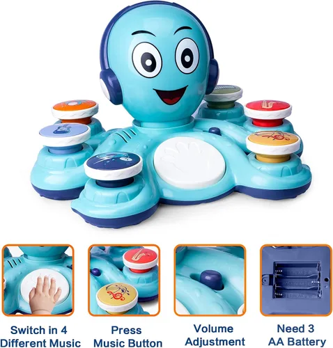Miniatura 3 de Juguetes musicales para bebés, juguetes de aprendizaje para niños pequeños, juguetes musicales de pulpo, juguetes educativos musicales para niños