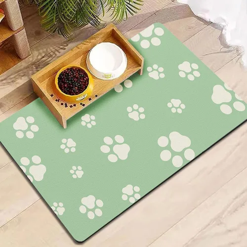 Miniatura 9 de Tapete de 12"×20" para comida de perro - Tapete absorbente para comida y agua, sin manchas, secado rápido, tapete para cuenco de gato, tapete