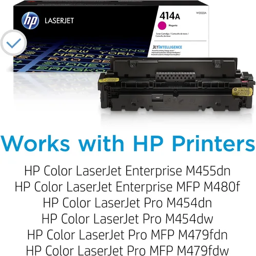 Miniatura 2 de HP Cartucho de tóner magenta 414A Funciona con Color LaserJet Enterprise M455dn, MFP M480f, Pro M454, MFP M479 Series W2023A (paquete de 2)