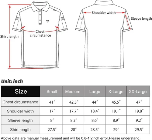 Miniatura 7 de IDOGEAR Polo táctico de manga corta de secado rápido rendimiento camisa de golf de ajuste regular camiseta con absorción de humedad