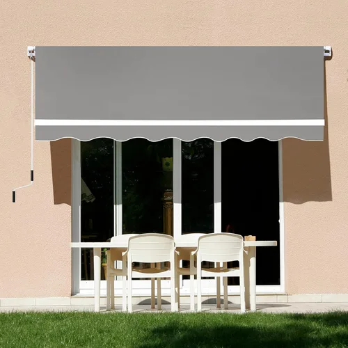 VEIKOU Toldo retráctil para patio de 10 x 8 pies, toldos para patio con toldo ajustable, toldo manual, toldo para ventana, refugio para puerta con