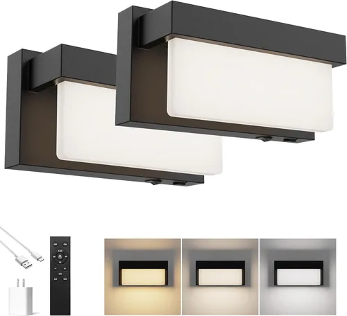 Miniatura 20 de Aplique de Pared Negro Luz de Pared con Interruptor de Encendido/Apagado 8 pulgadas Lámpara de Pared LED Pantalla Acrílica 4000K Aplique Iluminación