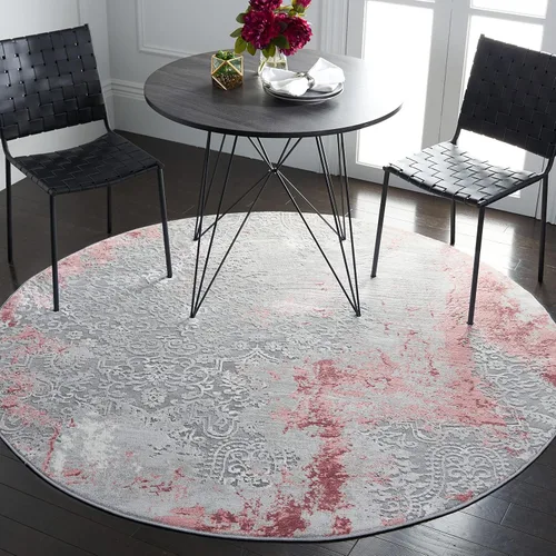 Miniatura 10 de SAFAVIEH Meadow Collection - Alfombra decorativa de 2 x 5 pies, gris claro y rosa, diseño abstracto moderno, no desprende pelusa y de fácil cuidado