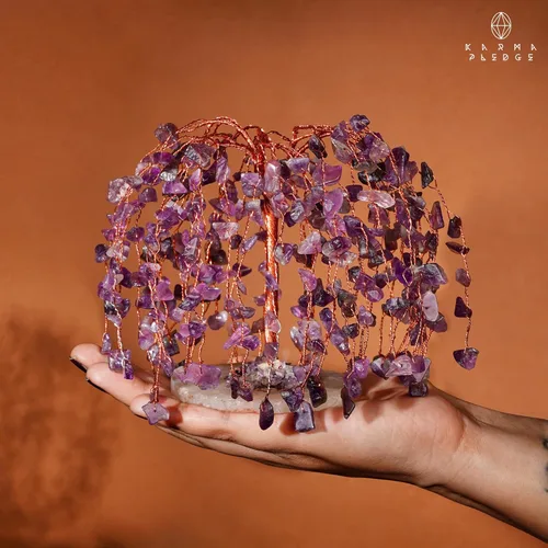 Miniatura 7 de Árbol de la vida de cristal de amatista curativos de chakras, árboles bonsái de Feng Shui para energía positiva, dinero, buena suerte, árbol