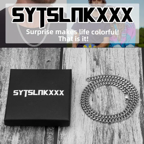 Miniatura 4 de SytsLNKXXX Collar de cadena cubana Miami para hombres y mujeres, acero inoxidable 316L de 40.236in de ancho, 18"20"22"24" de largo, joyería de hip