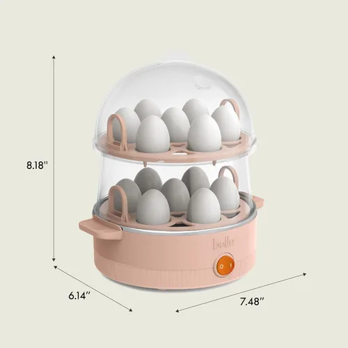 Miniatura 8 de BELLA - Cocedor eléctrico para huevos de 360 V, bandeja doble para 14 huevos y apagado automático, escalfados, revueltos, duros, a medio cocer