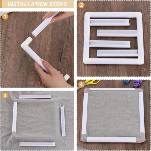 Miniatura 3 de PATIKIL Aros de bordado, marco universal de aro para bordar, reutilizable, cuadrado, rectangular, de plástico, para manualidades, costura