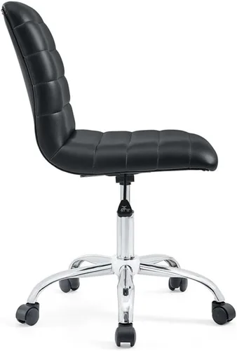 Miniatura 5 de Hawthorne Collections Silla de oficina giratoria de escritorio para computadora con respaldo medio sin brazos en negro