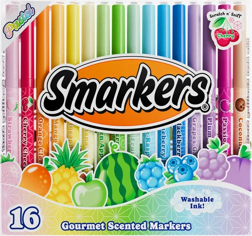 Pastel Smarkers - Marcadores pastel perfumados gourmet patentados lavables, colores surtidos, punta de fieltro de punta estándar, 16 unidades
