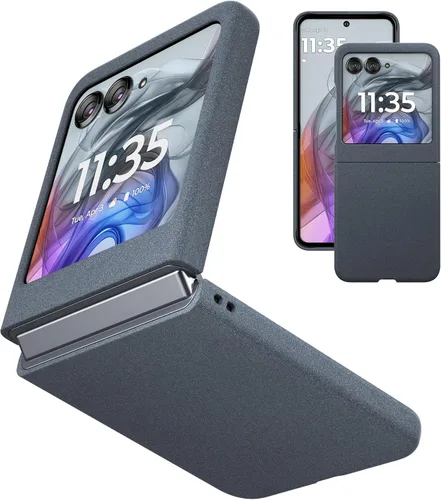 Miniatura 14 de Funda delgada para Moto Razr 2023, parte trasera de policarbonato duro, sensación esmerilada, soporte de carga inalámbrica, ligera, a prueba de Negro