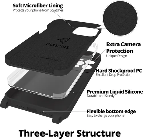 Miniatura 6 de Funda cruzada con cordón para iPhone 15 Pro Max, cuello manos libres, correa de muñeca ajustable, protección contra caídas extraíble, silicona a