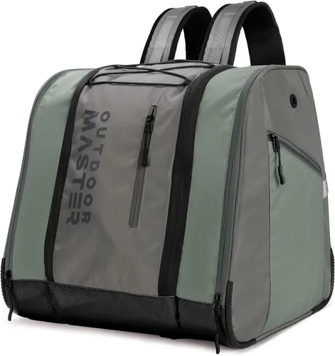 Miniatura 9 de OutdoorMaster Bolsa para botas de esquí de 38L, mochila para botas de snowboard para viajes aéreos con fondo impermeable para casco de esquí, lentes