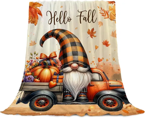 Miniatura 10 de YeeJu Manta decorativa de otoño, tamaño Queen, para Acción de Gracias, cosecha de otoño, lindas calabazas, para cama, sofá, grande, suave, Otoño-01