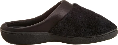 Miniatura 6 de Isotoner pantuflas tipo zueco con puño de satén, de algodón con bucles finos para mujer