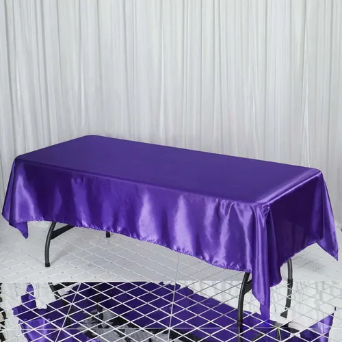 Miniatura 112 de Efavormart - Mantel rectangular de satén, 90 x 132 pulgadas, suave, oblongo, lavable, mantel decorativo de tela sedosa para bodas, fiestas, Plata