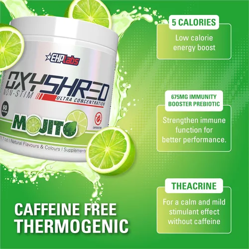 Miniatura 3 de EHP Labs OxyShred Polvo Pre Entreno Sin Estimulantes - Pre Entreno Sin Estimulación, Pre Entreno Sin Cafeína para Hombres y Mujeres - Pre Entreno