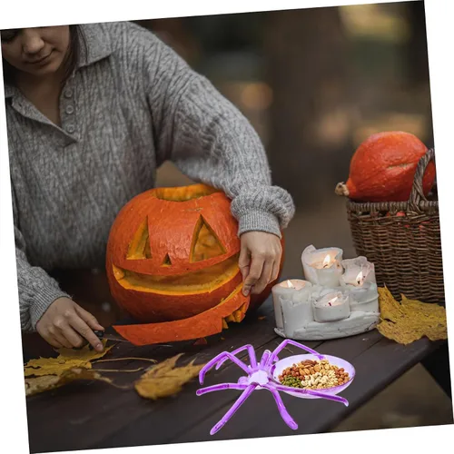 Miniatura 4 de Alipis Plato de araña, bandeja de servir en forma de araña de Halloween, plato de frutas de plástico, bandeja decorativa de postre para decoración