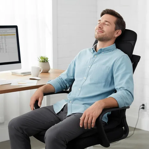 Miniatura 5 de Giantex Masajeador de espalda para silla, almohadilla térmica para silla de masaje con 10 áreas de vibración, 5 modos, 3 velocidades y temporizador