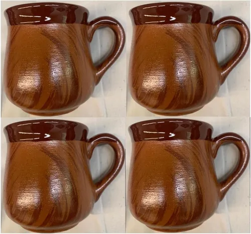 Hecho en México, auténticas tazas de arcilla mexicana Jarro Española con asa Cantaritos Jarritos de Barro para bebidas calientes o frías, café, té,