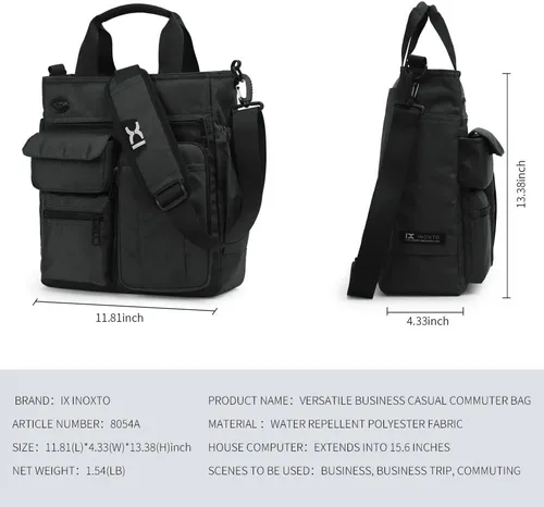 Miniatura 5 de IX INOXTO Bolsa de mensajero para hombre, bolsa de hombro para computadora portátil, bolsa de trabajo para oficina, maletines impermeables