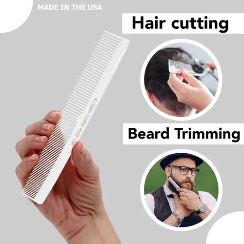 Miniatura 3 de Allegro Combs Peines de corte para peluqueros 420, peine para barba, bigote, para hombres, mujeres, niños pequeños, trenzados, separación del Blanco