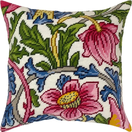 Miniatura 6 de Kit de bordado floral para adultos y principiantes - Lodden. Claveles de William Morris de 16 × 16 pulgadas con diseño impreso claro y preciso