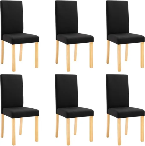 Miniatura 3 de Dining Chair Set of 6 Black Fabric Upholstered with Solid Rubber Wood Frame Modern Ergonomic Design for Dining Room Kitchen and Living Room