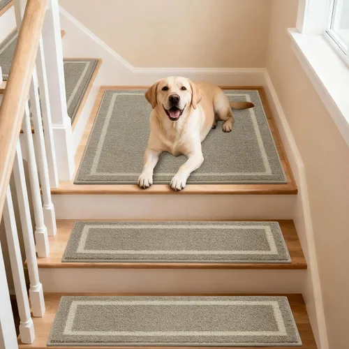 Miniatura 9 de COSY HOMEER Alfombra para Rellano de Escalera 30x30 Pulgadas, Alfombra Cuadrada Antideslizante para Escalones de Madera Interior, Poliéster Lavable