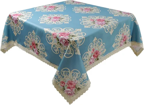 Miniatura 23 de Mantel rectangular con estampado floral de 60 x 84 pulgadas, resistente a las manchas e impermeable, mantel de vino para cocina, comedor, decoración