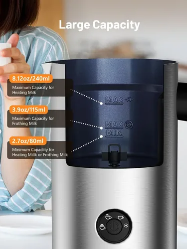 Miniatura 4 de Keenstar Espumador de leche eléctrico, vaporizador de leche automático 4 en 1, máquina de espuma caliente o fría para café con leche, capuchino