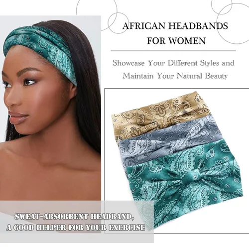 Miniatura 3 de Diademas bohemias para mujer, bandas suaves para el cabello, anudadas, elásticas, antideslizantes, bandeau, bandeau, yoga, correr, entrenamiento