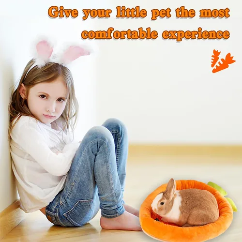 Miniatura 5 de Cama de conejo, cama de conejo, con forma de zanahoria, suave y cómoda, lavable a máquina, cama de conejillo de indias, bonita cama de animales